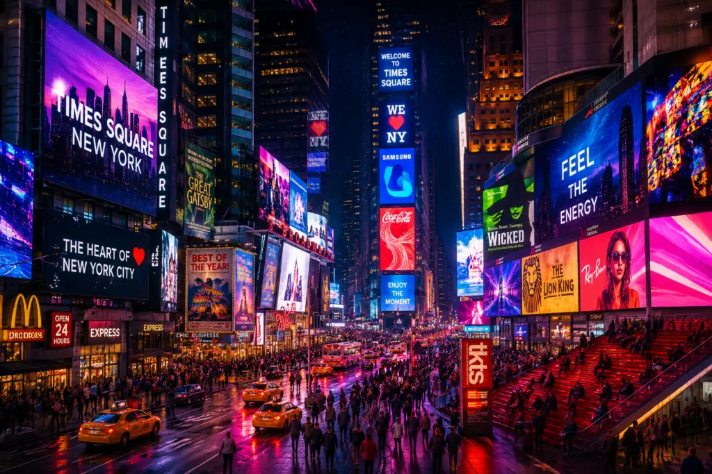 Experience the bright lights, world-famous attractions, Broadway shows, shopping, dining, and unforgettable energy that make Times Square the heart of New York City.